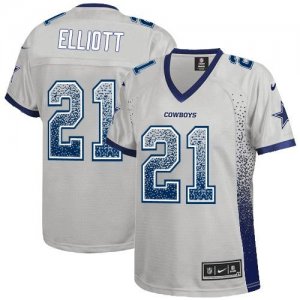 Women Nike Dallas Cowboys #21 Ezekiel Elliott Grey Stitched NFL Elite Drift Fashion Jersey