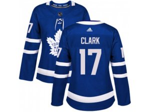 Women Adidas Toronto Maple Leafs #17 Wendel Clark Blue Home Authentic Stitched NHL Jersey
