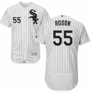 Men\'s Majestic Chicago White Sox #55 Carlos Rodon White Black Flexbase Authentic Collection MLB Jersey