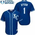 Men's Majestic Kansas City Royals #1 Jarrod Dyson Authentic Blue Alternate 2 Cool Base MLB Jersey