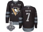 Mens Adidas Pittsburgh Penguins #7 Paul Martin Premier Black 1917-2017 100th Anniversary 2017 Stanley Cup Final NHL Jersey