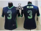 2015 Super Bowl XLIX Nike Women Seattle Seahawks #3 Wilson Blue Jerseys(Drift Fashion)