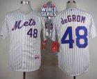 New York Mets #48 Jacob DeGrom White(Blue Strip) Home Cool Base W 2015 World Series Patch Stitched MLB Jersey