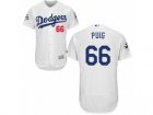 Los Angeles Dodgers #66 Yasiel Puig Authentic White Home 2017 World Series Bound Flex Base MLB Jersey