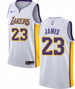 Nike Los Angeles Lakers #23 LeBron James White NBA Swingman jersey