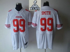 2013 Super Bowl XLVII NEW San Francisco 49ers 99 Aldon Smith White Jerseys (Elite)