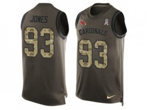 Mens Nike Arizona Cardinals #93 Jarvis Jones Limited Green Salute to Service Tank Top NFL Jersey