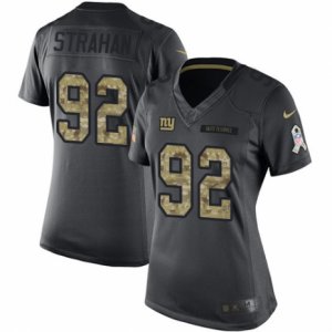 Women\'s Nike New York Giants #92 Michael Strahan Limited Black 2016 Salute to Service NFL Jersey