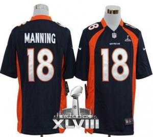 Nike Denver Broncos #18 Peyton Manning Navy Blue Alternate Super Bowl XLVIII Game Jersey