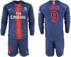 2018-19 Paris Saint-Germain 9 CAVANI Home Long Sleeve Soccer Jersey