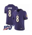 Men Nike Baltimore Ravens #8 Lamar Jackson Purple Team Color Vapor Untouchable Limited Player 100th Season NFL Jersey
