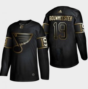 Blues #19 Jay Bouwmeester Black Gold Adidas Jersey