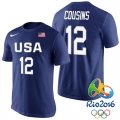 Demarcus Cousins USA Dream Twelve Team #12 2016 Rio Olympics Navy T-Shirt