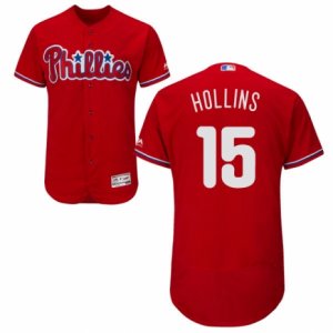 Men\'s Majestic Philadelphia Phillies #15 Dave Hollins Red Flexbase Authentic Collection MLB Jersey
