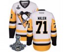 Youth Reebok Pittsburgh Penguins #71 Evgeni Malkin Premier White Away 2017 Stanley Cup Champions NHL Jersey