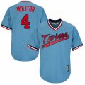 Mens Majestic Minnesota Twins #4 Paul Molitor Authentic Light Blue Cooperstown MLB Jersey