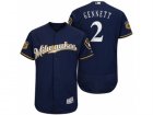 Mens Milwaukee Brewers #2 Scooter Gennett 2017 Spring Training Flex Base Authentic Collection Stitched Baseball Jersey