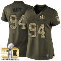 Women Nike Broncos #94 DeMarcus Ware Green Super Bowl 50 Stitched Salute to Service Jersey