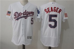 Dodgers #5 Corey Seager White 2017 Stars & Stripes Flexbase Player Jersey
