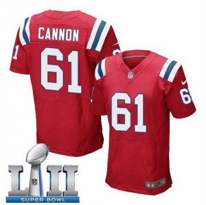 Mens Nike New England Patriots #61 Marcus Cannon Red 2018 Super Bowl LII Elite Jersey