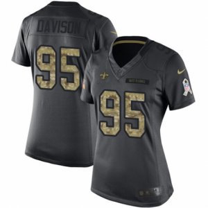 Women\'s Nike New Orleans Saints #95 Tyeler Davison Limited Black 2016 Salute to Service NFL Jersey