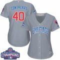 Womens Majestic Chicago Cubs #40 Willson Contreras Authentic Grey Road 2016 World Series Champions Cool Base MLB Jersey