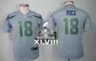Nike Seattle Seahawks #18 Sidney Rice Grey Alternate Super Bowl XLVIII Youth NFL Limited Jersey