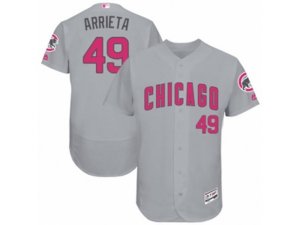 Chicago Cubs #49 Jake Arrieta Grey Mother\'s Day Flexbase Authentic Collection MLB Jersey