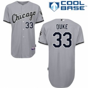 Men\'s Majestic Chicago White Sox #33 Zach Duke Authentic Grey Road Cool Base MLB Jersey