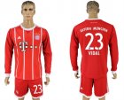 2017-18 Bayern Munich 23 VIDAL Home Long Sleeve Soccer Jersey