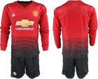 2018-19 Manchester United Home Long Sleeve Soccer Jersey
