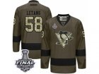 Mens Reebok Pittsburgh Penguins #58 Kris Letang Premier Green Salute to Service 2017 Stanley Cup Final NHL Jersey