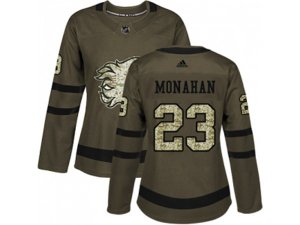 Women Adidas Calgary Flames #23 Sean Monahan Green Salute to Service Stitched NHL Jersey
