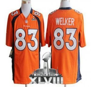 Nike Denver Broncos #83 Wes Welker Orange Team Color Super Bowl XLVIII NFL Game Jersey