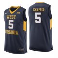 West Virginia Mountaineers #5 Brandon Knapper Navy College Basketball Jersey