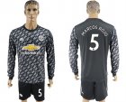 2017-18 Manchester United 5 MARCOS ROJO Away Long Sleeve Soccer Jersey