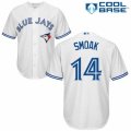 Mens Majestic Toronto Blue Jays #14 Justin Smoak Replica White Home MLB Jersey