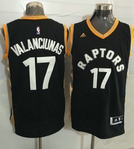 Toronto Raptors #17 Jonas Valanciunas Black Gold Stitched NBA Jersey
