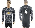 2017-18 Manchester United 4 JONES Away Long Sleeve Soccer Jersey