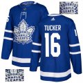 Men Maple Leafs #16 Darcy Tucker Blue Glittery Edition Adidas Jersey
