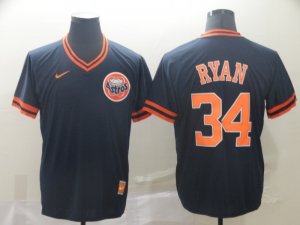 Astros #34 Nolan Ryan Navy Throwback Jersey
