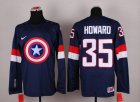 NHL Olympic Team USA #35 Jimmy Howard Navy Blue Captain America Fashion Stitched Jerseys