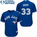 Mens Majestic Toronto Blue Jays #33 J.A. Happ Replica Blue Alternate MLB Jersey