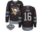 Mens Adidas Pittsburgh Penguins #16 Eric Fehr Authentic Black 1917-2017 100th Anniversary 2017 Stanley Cup Final NHL Jersey