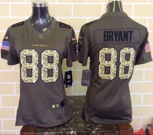 Women Nike Dallas Cowboys #88 Dez Bryant Green Salute to Service Jerseys