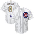 Mens Majestic Chicago Cubs #8 Andre Dawson White World Series Champions Gold Program cool base Jersey