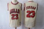 Bulls #23 Michael Jordan Cream Hardwood Classics Jersey