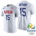 Carmelo Anthony USA Dream Twelve Team #15 2016 Rio Olympics White T-Shirt