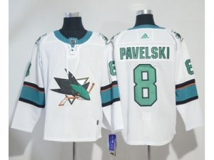 Men Adidas San Jose Sharks #8 Joe Pavelski White Road Authentic Stitched NHL Jersey