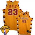 Men's Adidas Cleveland Cavaliers #23 LeBron James Swingman Gold Throwback Classic 2016 The Finals Patch NBA Jersey